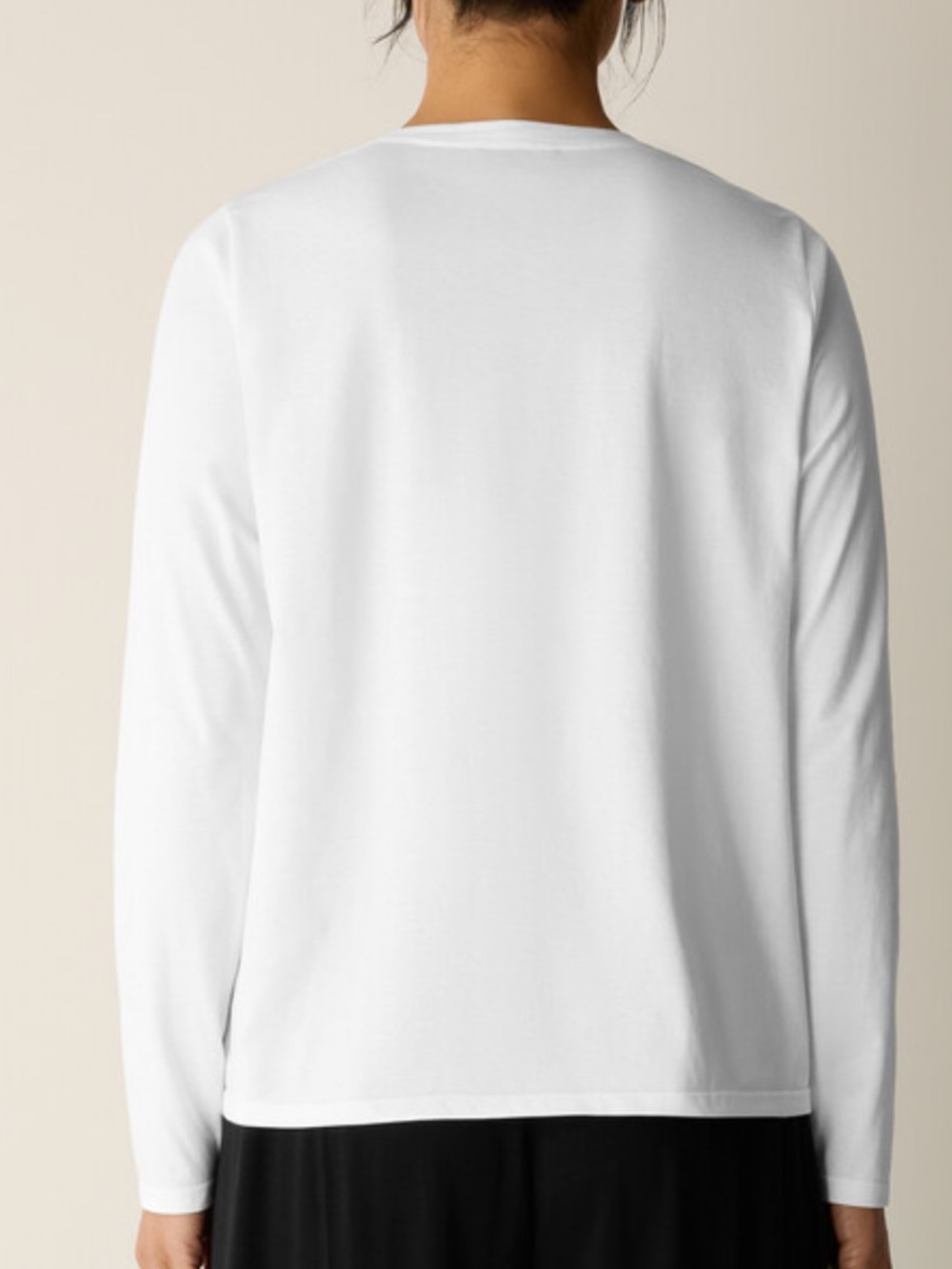 Eileen Fisher 1X White Organic Pima Cotton Jersey Long-Sleeve Tee New with tags - Picture 2 of 3